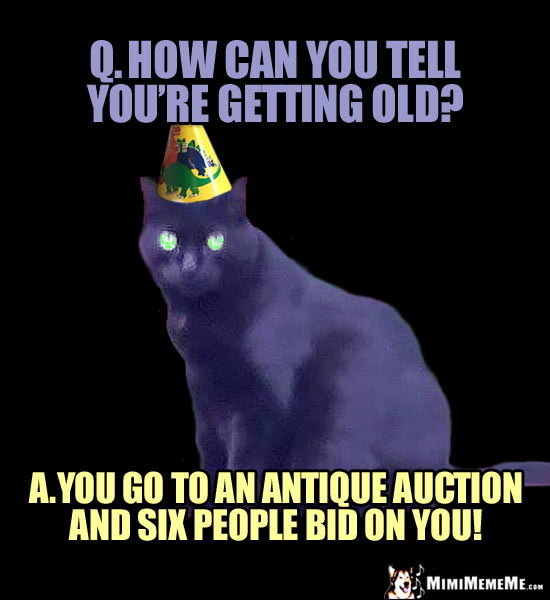 Birthday Joke: How can you tell you're getting old? You go to an antique auction and six people bid on you!