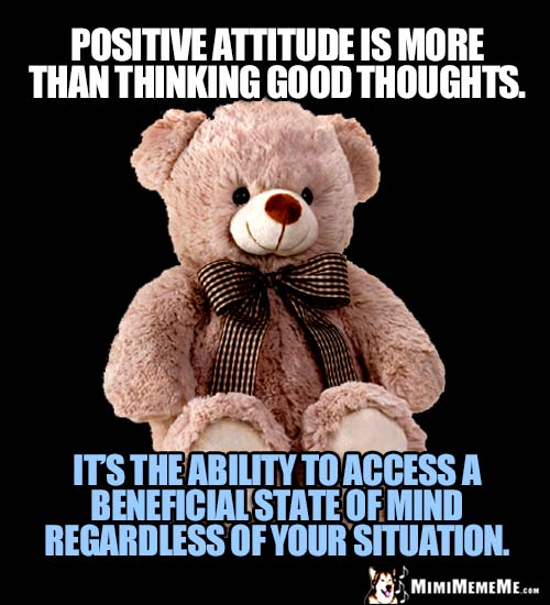 Teddy Bear: Positive attitude is more than thinking good thoughts. ...