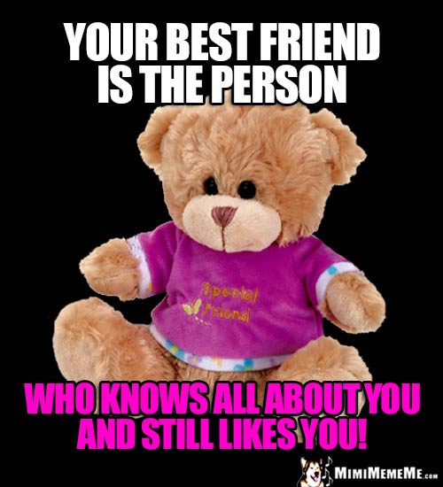 Teddy Bear Says: Your best friend is the person who knows all about you and still likes you!