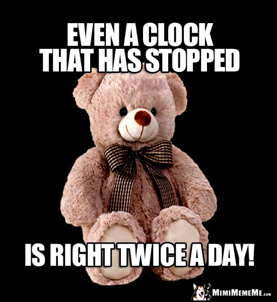 Wisdom Bear Says: Even a clock that has stopped is right twice a day!