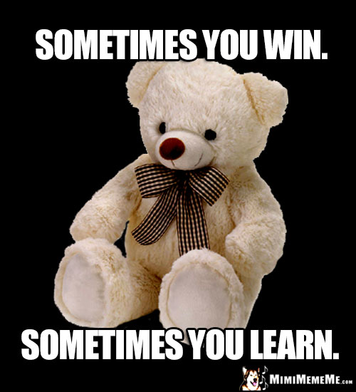 Sage Teddy Bear Says: Sometimes you win. Sometimes you learn.