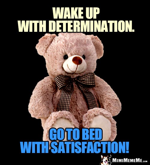 Sage Teddy Bear Says: Wake up with determination. Go to bed with satisfaction!