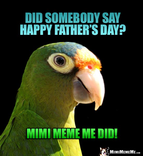 A Parrot Wonders... Did Somebody Say Happy Father's Day? Mimi Meme Me Did!