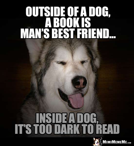 Dog Humor: Outside of a dog, a book is a man's best friend. Inside a dog, it's too dark to read