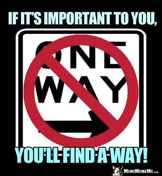 NO One Way Sign: If it's important to you, you'll find a way!