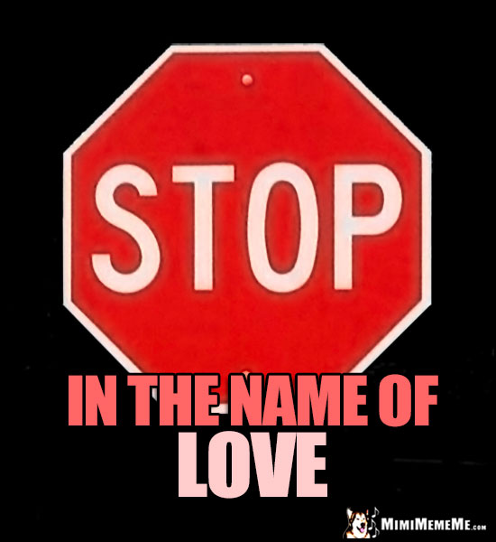 Stop Sign Saying: Stop in the name of love