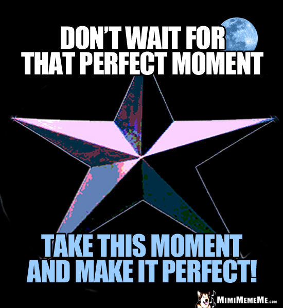 Star & Moon Graphic with: Don't wait for that perfect moment. Take this moment and make it perfect!